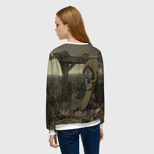 Женский свитшот STALKER тень чернобыля нарисованный постер / 3D-Белый – фото 4