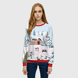 Свитшот женский Новый год - каникулы, цвет: 3D-красный — фото 2