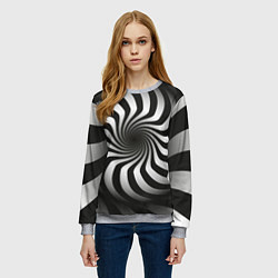 Свитшот женский Объёмная спираль - оптическая иллюзия, цвет: 3D-меланж — фото 2