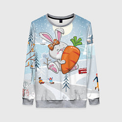 Женский свитшот Зайчик с большой морковкой