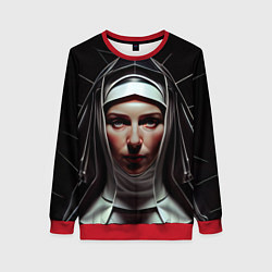 Свитшот женский Нейросеть: монахиня, цвет: 3D-красный