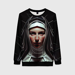 Свитшот женский Нейросеть: монахиня, цвет: 3D-черный