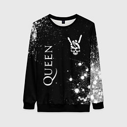 Свитшот женский Queen и рок символ на темном фоне, цвет: 3D-черный