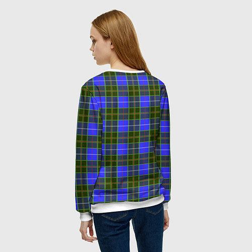 Женский свитшот Ткань Шотландка сине-зелёная / 3D-Белый – фото 4