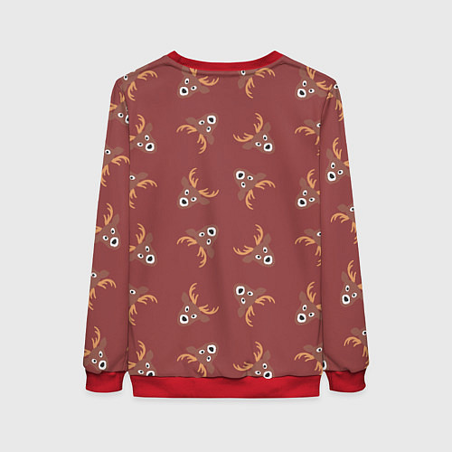 Женский свитшот Эстетика: праздничные олени на бордовом фоне / 3D-Красный – фото 2