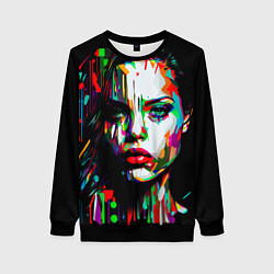 Свитшот женский Анджелина Джоли - поп-арт, цвет: 3D-черный