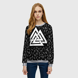 Свитшот женский Valknut runes pattern, цвет: 3D-меланж — фото 2
