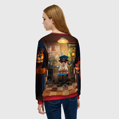 Женский свитшот Сердитый кот / 3D-Красный – фото 4