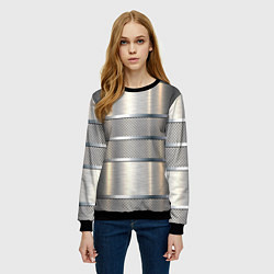 Свитшот женский Металлические полосы - текстура алюминия, цвет: 3D-черный — фото 2