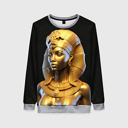 Свитшот женский Нейросеть - золотая египетская богиня, цвет: 3D-меланж