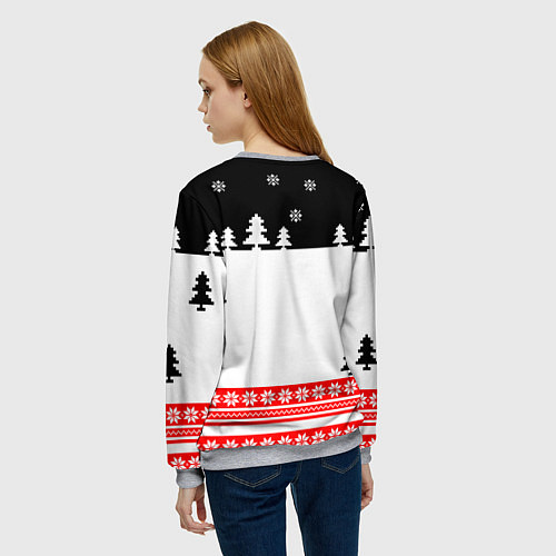 Женский свитшот Merry christmas - Санта Клаус / 3D-Меланж – фото 4