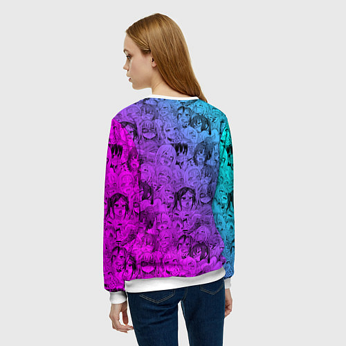 Женский свитшот Ахегао девушки градиент / 3D-Белый – фото 4