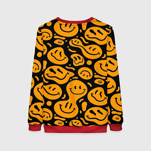 Женский свитшот Растекающийся оранжевый смайл / 3D-Красный – фото 2