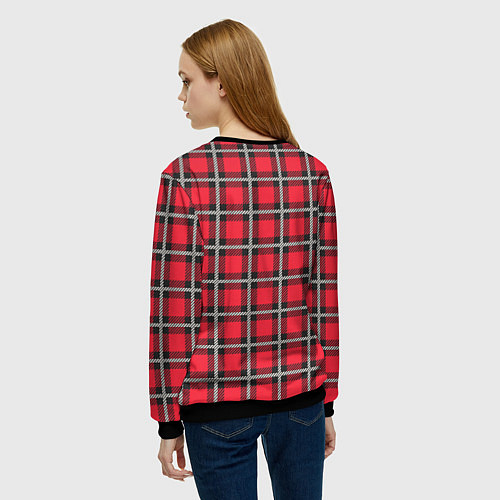 Женский свитшот Красная шотландская клетка / 3D-Черный – фото 4