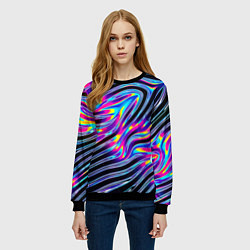 Свитшот женский Голографические полосы, цвет: 3D-черный — фото 2