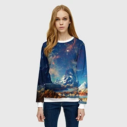 Свитшот женский Горы и бескрайний космос, цвет: 3D-белый — фото 2