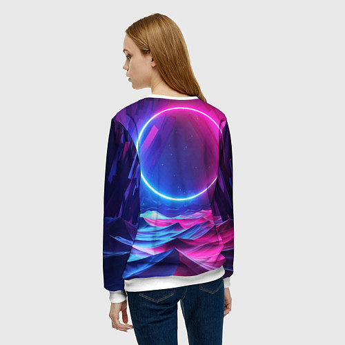 Женский свитшот Круг и разноцветные кристаллы - vaporwave / 3D-Белый – фото 4