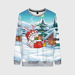 Свитшот женский Зайка - Новый год 2023, цвет: 3D-меланж