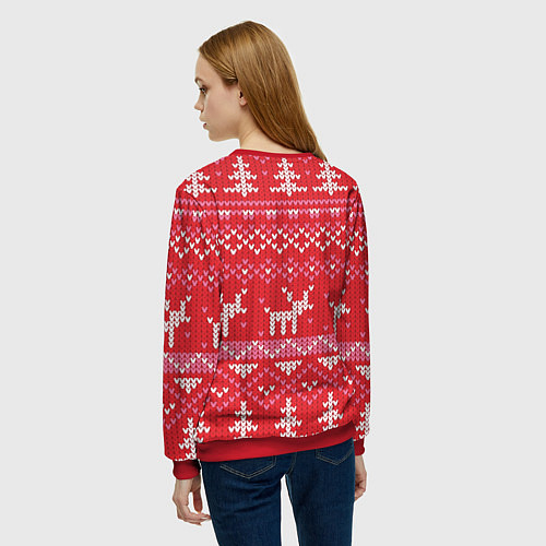 Женский свитшот Тёплые олени / 3D-Красный – фото 4