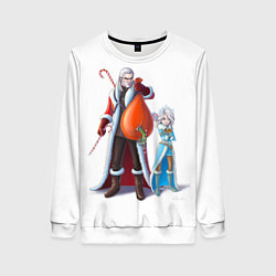 Свитшот женский Новогодние Геральт и Цири, цвет: 3D-белый