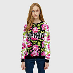 Свитшот женский Ирина в цветах, цвет: 3D-черный — фото 2