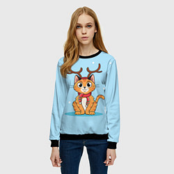 Свитшот женский Кот с рожками, цвет: 3D-черный — фото 2