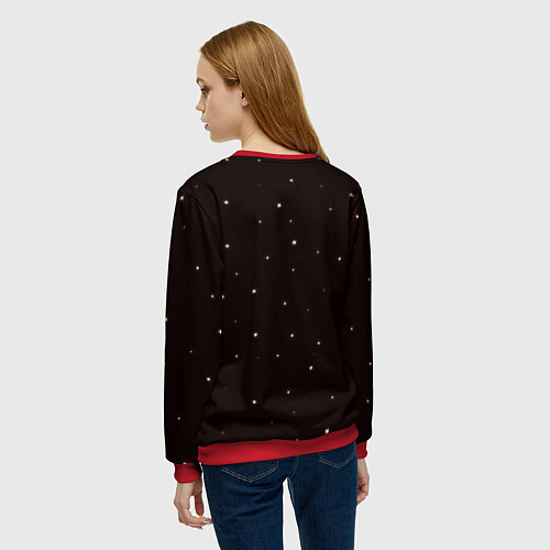 Женский свитшот Новогодний кот мем - грубиян / 3D-Красный – фото 4