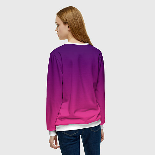 Женский свитшот Фиолетово малиновый градиент / 3D-Белый – фото 4
