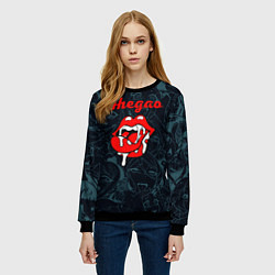 Свитшот женский Ахегао рот -ahegao lips, цвет: 3D-черный — фото 2