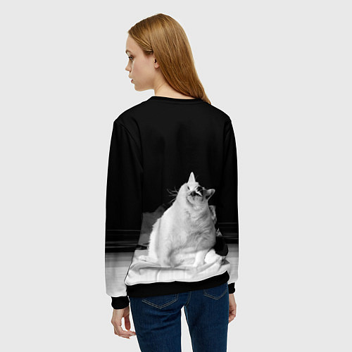 Женский свитшот Жирный кот - жизнь удалась / 3D-Черный – фото 4