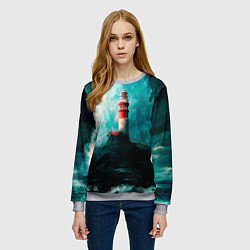Свитшот женский Бушующее море, цвет: 3D-меланж — фото 2