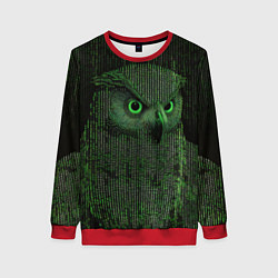 Свитшот женский Сова в стиле ASCII-графики, цвет: 3D-красный