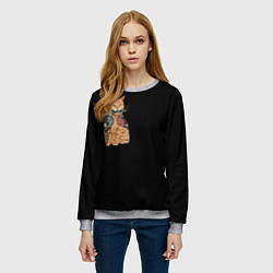 Свитшот женский Yakuza cat, цвет: 3D-меланж — фото 2