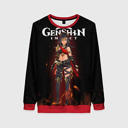 Свитшот женский Дэхья и огонь Персонаж Genshin Impact, цвет: 3D-красный
