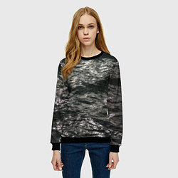 Свитшот женский Солнечный свет на текстуре воды, цвет: 3D-черный — фото 2