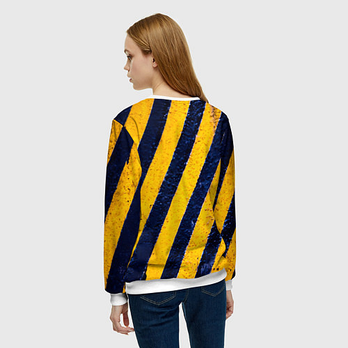 Женский свитшот Предупреждающие полосы на асфальте / 3D-Белый – фото 4