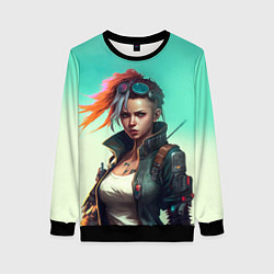 Свитшот женский Girl art Cyberpunk, цвет: 3D-черный