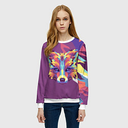 Свитшот женский Голова лиса в стиле поп-арт, цвет: 3D-белый — фото 2