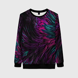 Свитшот женский Красно - фиолетовая волна, цвет: 3D-черный