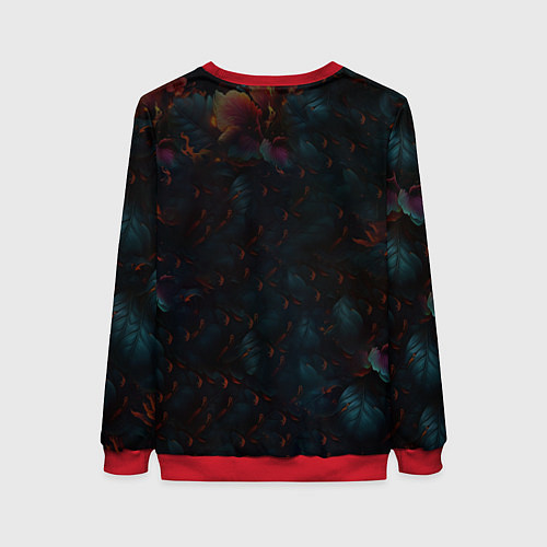 Женский свитшот Огненный цветок на темном фоне / 3D-Красный – фото 2