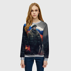 Свитшот женский Настоящий защитник отечества, цвет: 3D-меланж — фото 2