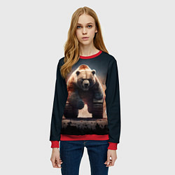 Свитшот женский Медведь-танк, цвет: 3D-красный — фото 2