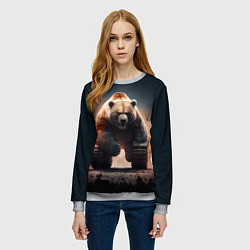 Свитшот женский Медведь-танк, цвет: 3D-меланж — фото 2