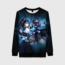 Свитшот женский Странник Скарамучча перерождение в анемо, цвет: 3D-черный