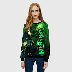 Свитшот женский Аль-Хайтам - genshin impact, цвет: 3D-черный — фото 2