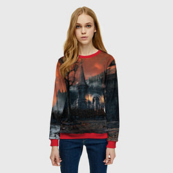 Свитшот женский Bloodborne пейзаж, цвет: 3D-красный — фото 2