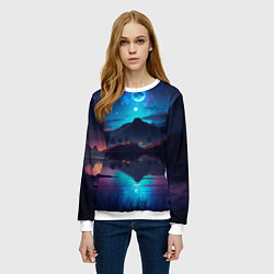 Свитшот женский Ночное небо, пейзаж, цвет: 3D-белый — фото 2