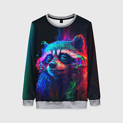 Свитшот женский Енот в неоновой дымке, цвет: 3D-меланж