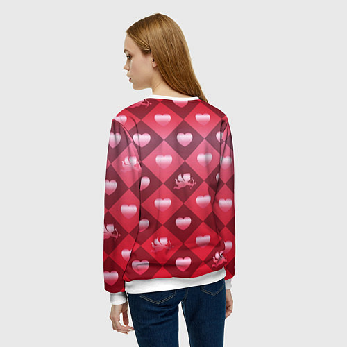 Женский свитшот Фон День святого валентина / 3D-Белый – фото 4