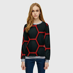 Свитшот женский Оптическая броня из колец карбона, цвет: 3D-меланж — фото 2